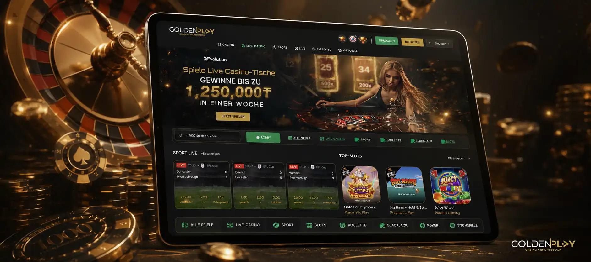Golden Play Login im mobilen Browser